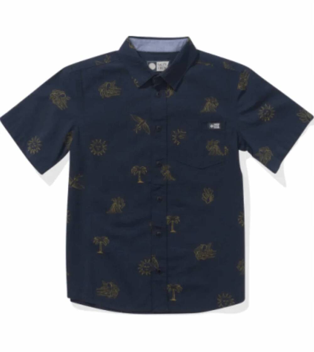 NEW SALTY CREW boys good vibes woven shirt in navy
